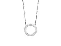 Bevilles Jewellery Stainless Steel Open Circle Crystal Pave Necklace offer