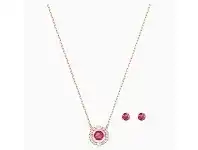Bevilles Jewellery SWAROVSKI SPARKLING DANCE ROUND SET, RED, ROSE-GOLD TONE PLATED offer
