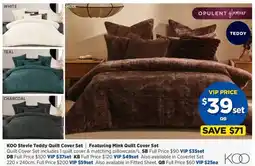 Spotlight KOO Stevie Teddy Quilt Cover Set offer