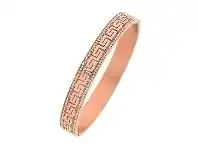 Stainless Steel Rose Colour Crystal Bangle with Greek Design