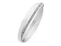 Bevilles Jewellery Stainless Steel Crystal And Plain Double Bangle offer