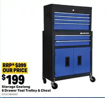 Storage Geelong 6 Drawer Tool Trolley & Chest