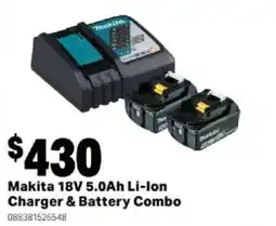 Mitre 10 Makita 18V 5.0Ah Li-Ion Charger & Battery Combo offer