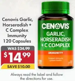Pharmacy4Less Cenovis Garlic, Horseradish + C Complex Immunity offer
