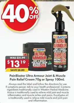 Pharmacy4Less PainBlaster Ultra Armour Joint & Muscle Pain Relief Cream or Spray offer