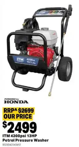 Mitre 10 ITM 4200psi 13HP Petrol Pressure Washer offer