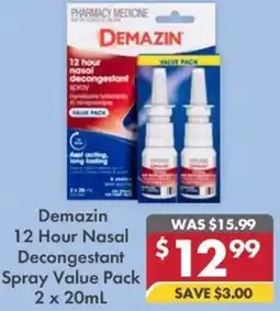 Pharmacy4Less Demazin 12 Hour Nasal Decongestant Spray Value Pack offer