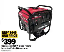 Mitre 10 Scorpion 2000W Open Frame Inverter Petrol Generator offer
