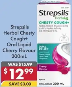 Pharmacy4Less Strepsils Herbal Chesty Cough+ Oral Liquid Cherry Flavour offer