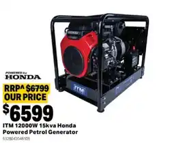 Mitre 10 ITM 12000W 15kva Honda Powered Petrol Generator offer