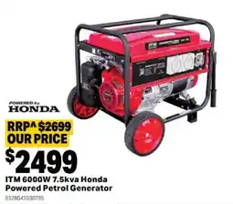 Mitre 10 ITM 6000W 7.5kva Honda Powered Petrol Generator offer