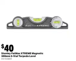 Mitre 10 Stanley FatMax XTREME Magnetic 300mm 3-Vial Torpedo Level offer