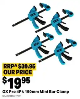 Mitre 10 OX Pro 4Pk 150mm Mini Bar Clamp offer