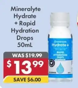 Pharmacy4Less Mineralyte Hydrate + Rapid Hydration Drops offer