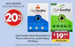 Pharmacy4Less Opti-Soothe Moist Heat Mask or Preservative-Free Eyelid Wipes 30 Wipes offer