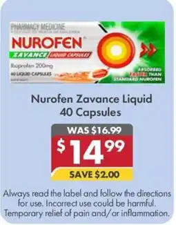 Pharmacy4Less Nurofen Zavance Liquid 40 Capsules offer