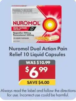Pharmacy4Less Nuromol Dual Action Pain Relief 10 Liquid Capsules offer