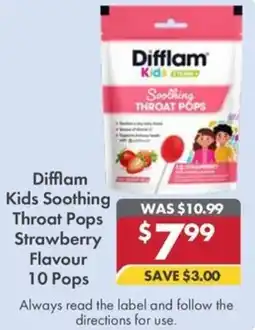 Pharmacy4Less Difflam Kids Soothing Throat Pops Strawberry Flavour 10 Pops offer