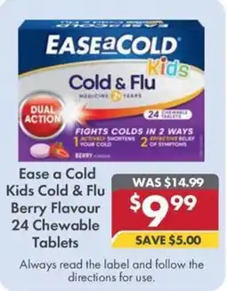 Pharmacy4Less Ease a Cold Kids Cold & Flu Berry Flavour 24 Chewable Tablets offer