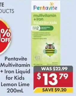 Pharmacy4Less Pentavite Multivitamin + Iron Liquid for Kids Lemon Lime offer