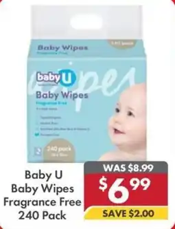 Pharmacy4Less Baby U Baby Wipes Fragrance Free 240 Pack offer