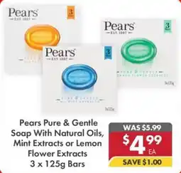Pharmacy4Less Pears Pure & Gentle Soap With Natural Oils, Mint Extracts or Lemon Flower Extracts offer