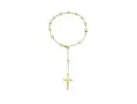 Bevilles Jewellery 9ct Yellow Gold Rosary Bead Bracelet with Cross 19cm offer