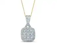Bevilles Jewellery Square Look Necklace with 3/4ct of Diamonds in 9ct Yellow Gold offer