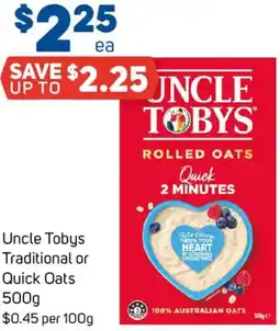 Foodland Uncle Tobys Traditional or Quick Oats offer