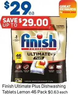 Foodland Finish Ultimate Plus Dishwashing Tablets Lemon offer