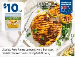 Foodland Lilydale Free Range Lemon & Herb Boneless Double Chicken Breast offer