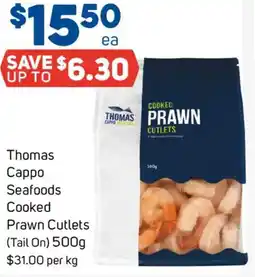 Foodland Thomas Cappo Seafoods Cooked Prawn Cutlets offer