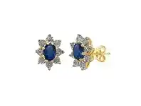 Bevilles Jewellery 9ct Yellow Gold Sapphire and Diamond Earrings offer