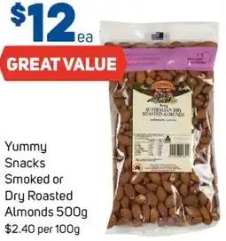 Foodland Yummy Snacks Smoked or Dry Roasted Almonds offer