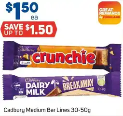 Foodland Cadbury Medium Bar Lines offer