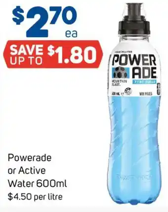 Foodland Powerade or Active Water offer