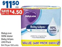 Foodland BabyLove 99% Water Baby Wipes offer