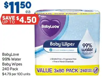 Foodland BabyLove 99% Water Baby Wipes offer