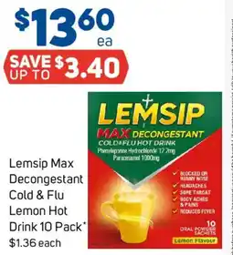 Foodland Lemsip Max Decongestant Cold & Flu Lemon Hot Drink offer