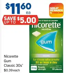 Foodland Nicorette Gum Classic offer