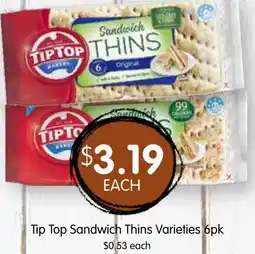 Spudshed Tip Top Sandwich Thins Varieties offer