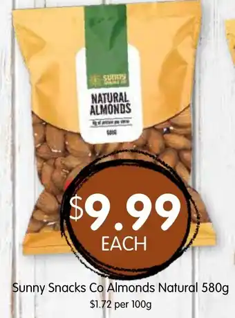 Spudshed Sunny Snacks Co Almonds Natural offer