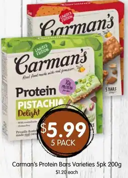 Spudshed Carman's Protein Bars Varieties offer