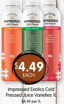 Spudshed Impressed Exotics Cold Pressed Juice Varieties offer