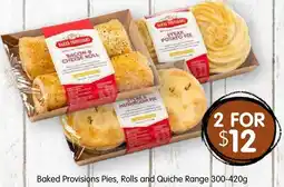 Spudshed Baked Provisions Pies, Rolls and Quiche Range offer