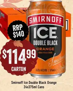 Spudshed Smirnoff Ice Double Black Orange Cans offer
