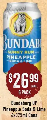 Spudshed Bundaberg UP Pineapple Soda & Lime Cans offer