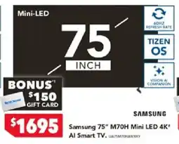 Harvey Norman Samsung 75" M70H Mini LED 4K AI Smart TV offer