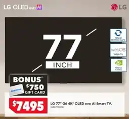 Harvey Norman LG 77" G6 4K* OLED evo Al Smart TV offer