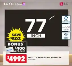Harvey Norman LG 77" C6 4K OLED evo Al Smart TV offer